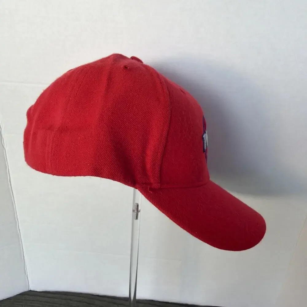 Reebok Detroit Pistons Hat Baseball Cap Hook And Loop Adjustable Red Wool Blend